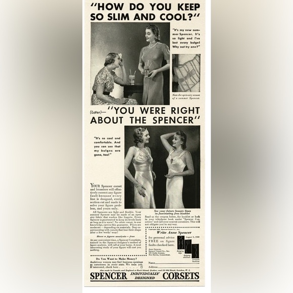 Vtg SPENCER Vintage 40s/50s Ivory Corset Girdle Lace Up Zip Up Boning - Picture 14 of 16